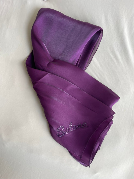 Purple rhinestone silk organza