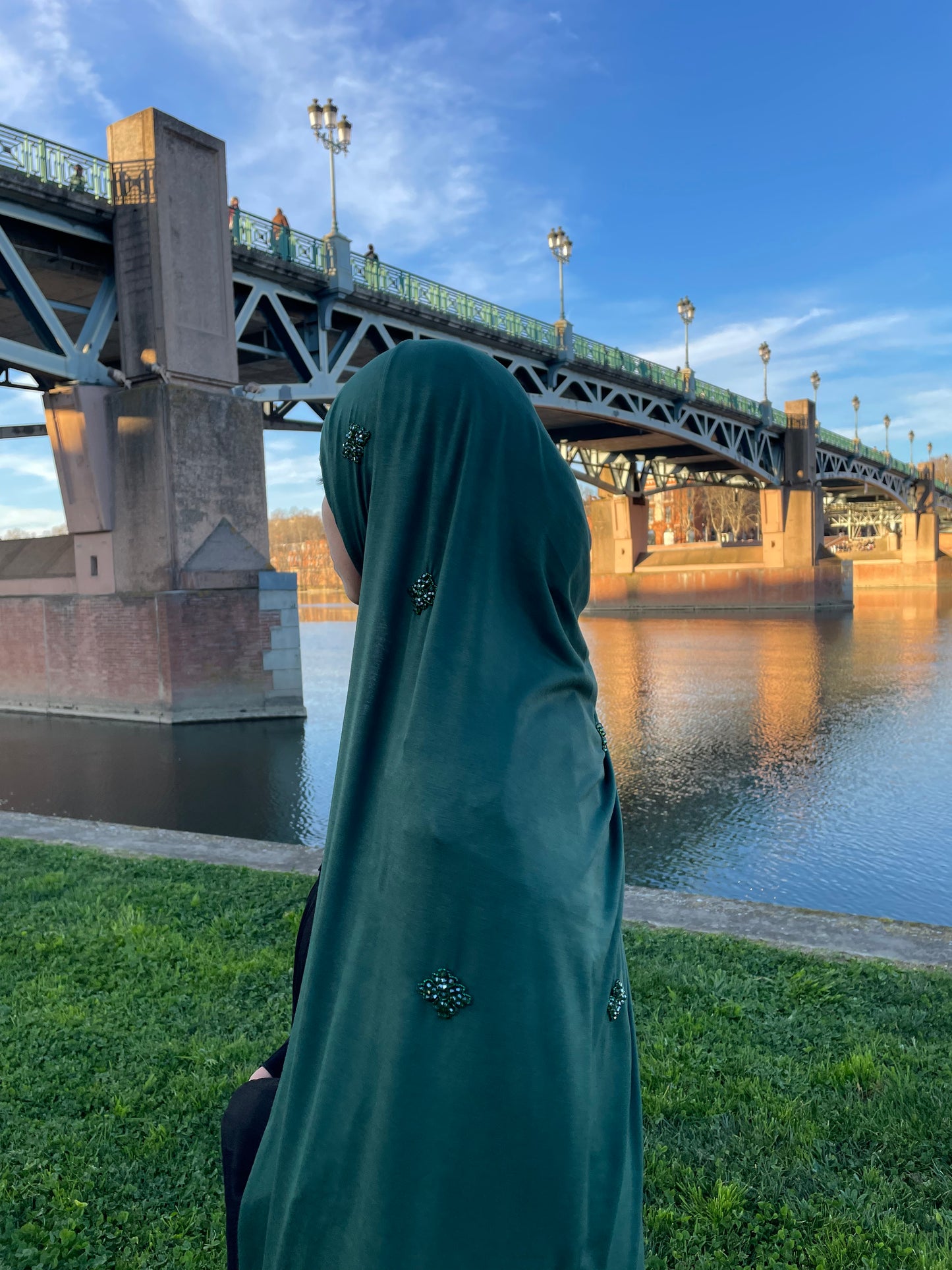 Hand embroidered jersey hijab
