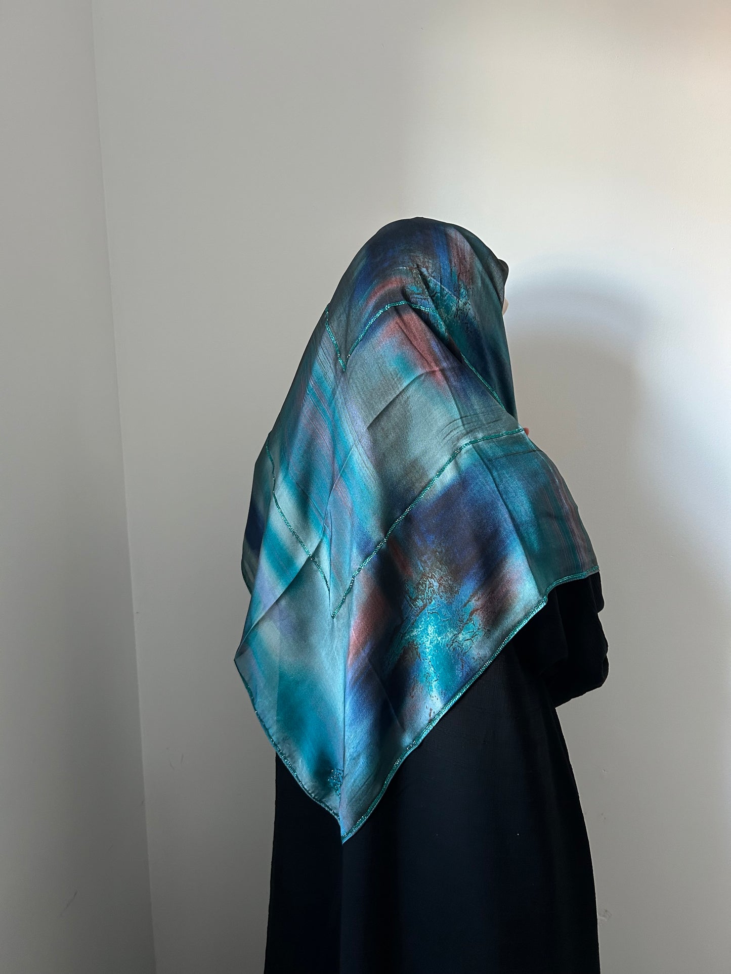 Turquoise Abstract Muslin Square