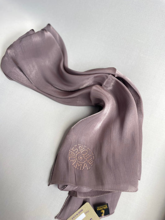 Taupe rhinestone silk organza