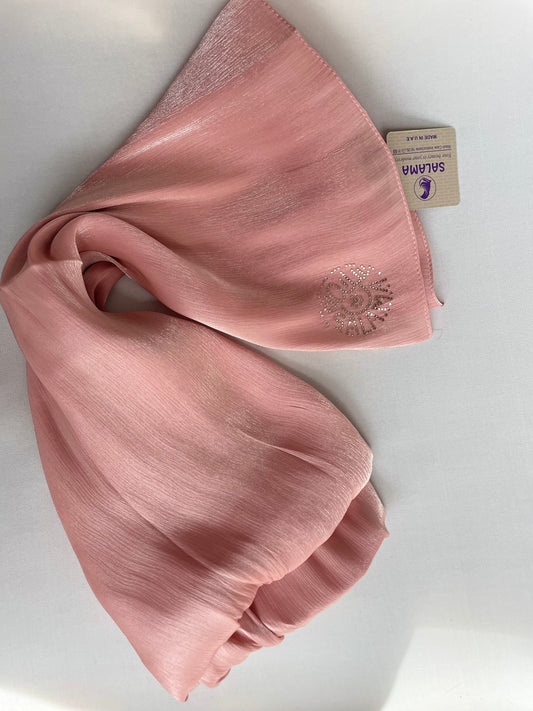 Organza de soie strass Saumon