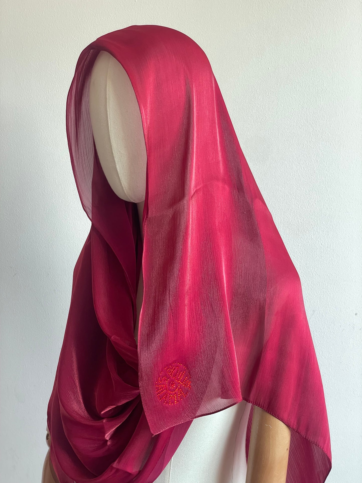 Organza de soie strass Coquelicot