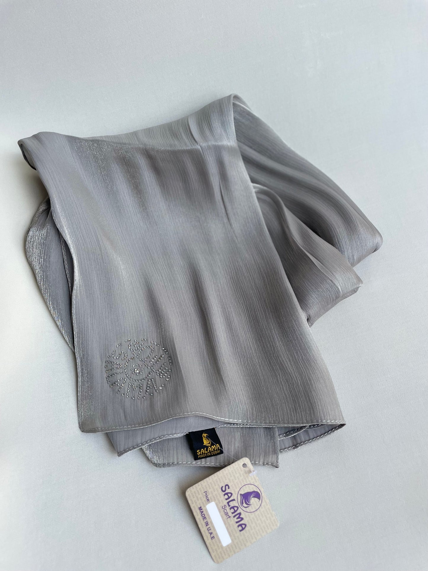 Organza de soie strass Gris