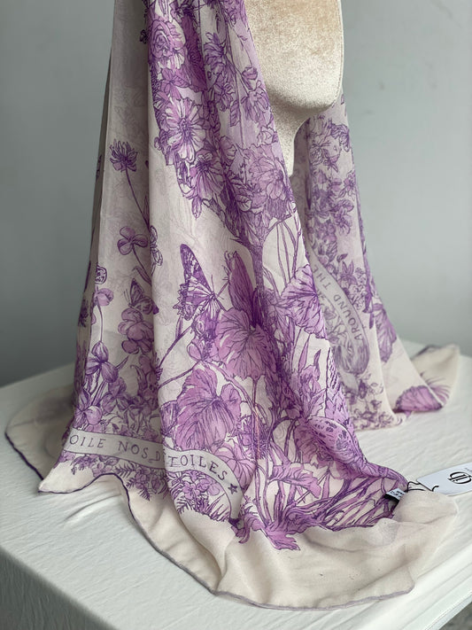 Carré Chiffon PAPILLON Rose (très petits défauts)