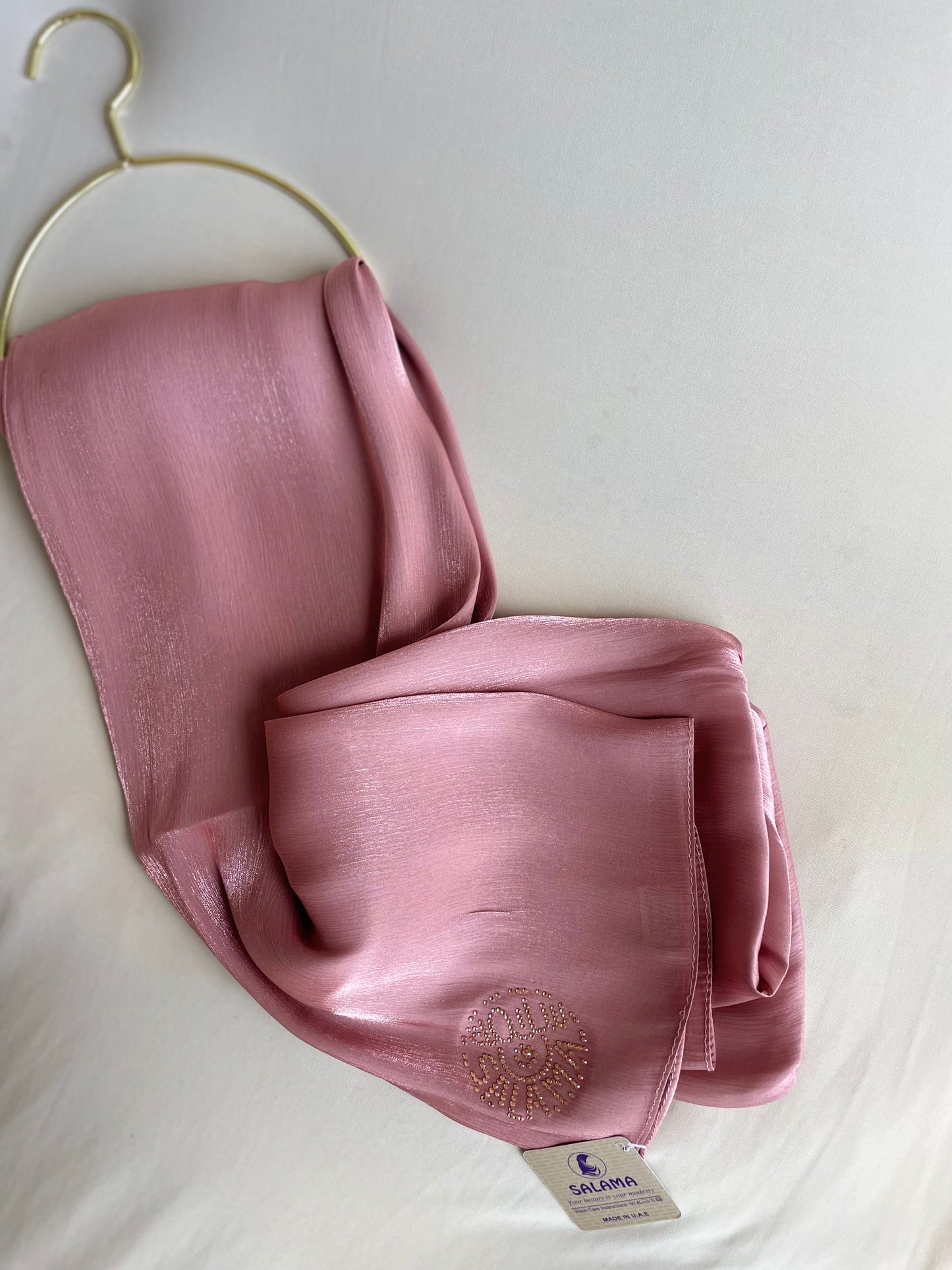 Pink rhinestone silk organza