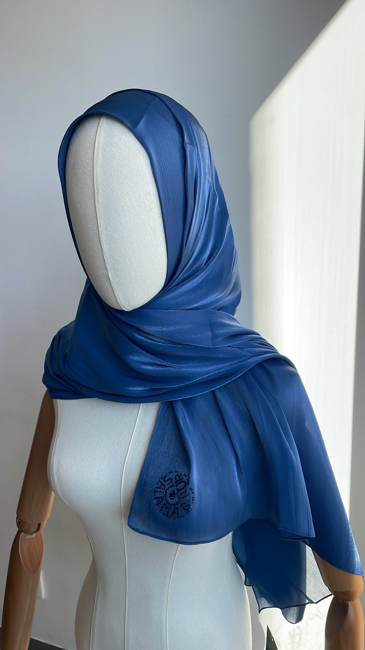 Organza de soie strass Bleu