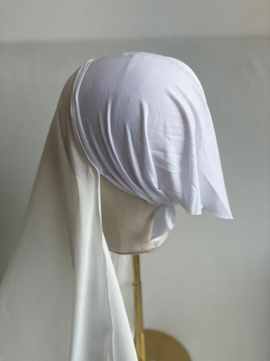 Organza de soie Blanc avec Bonnet