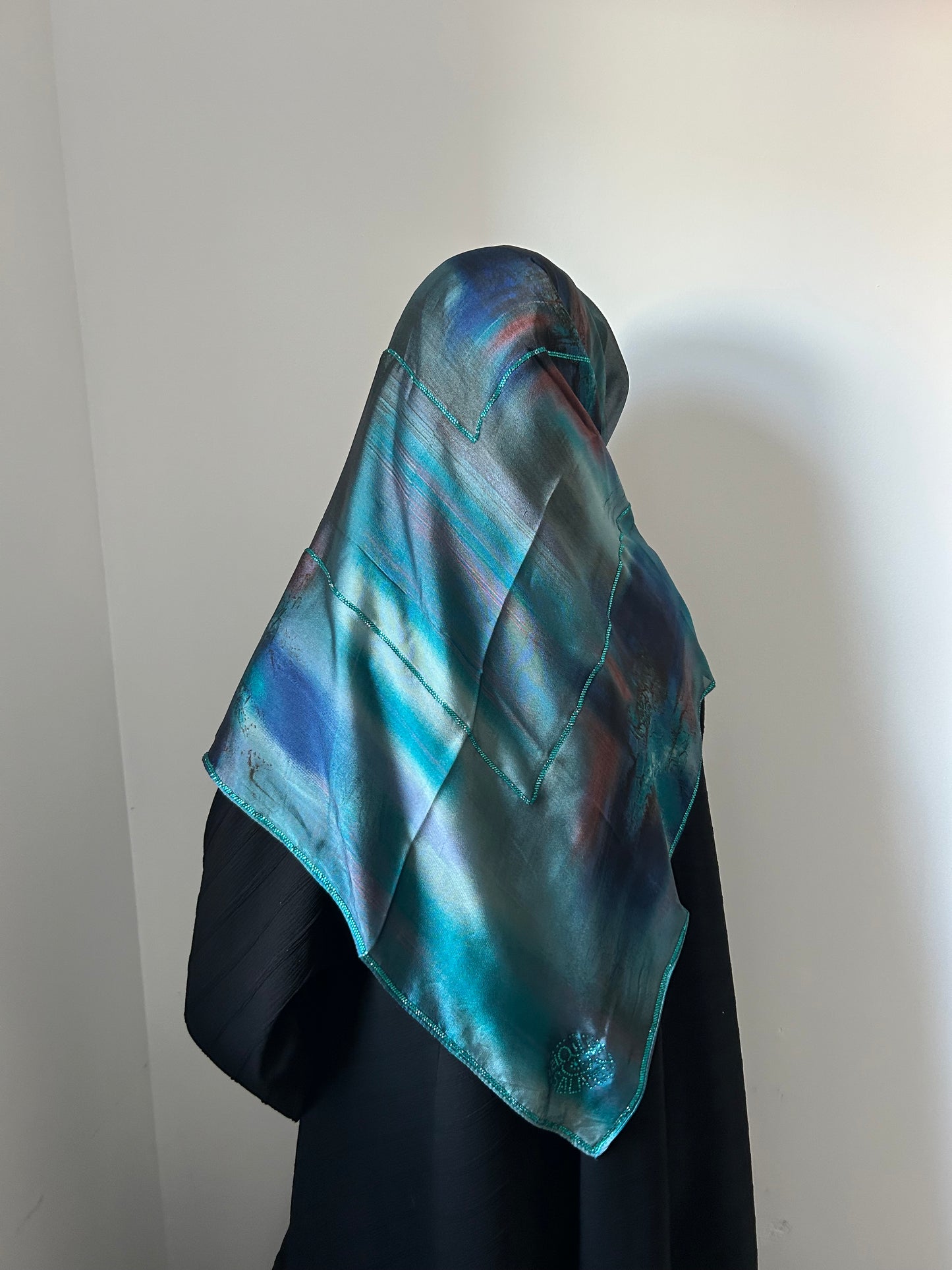 Turquoise Abstract Muslin Square