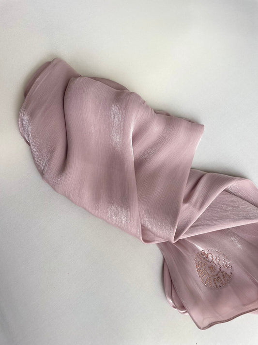 Organza de soie strass Rose