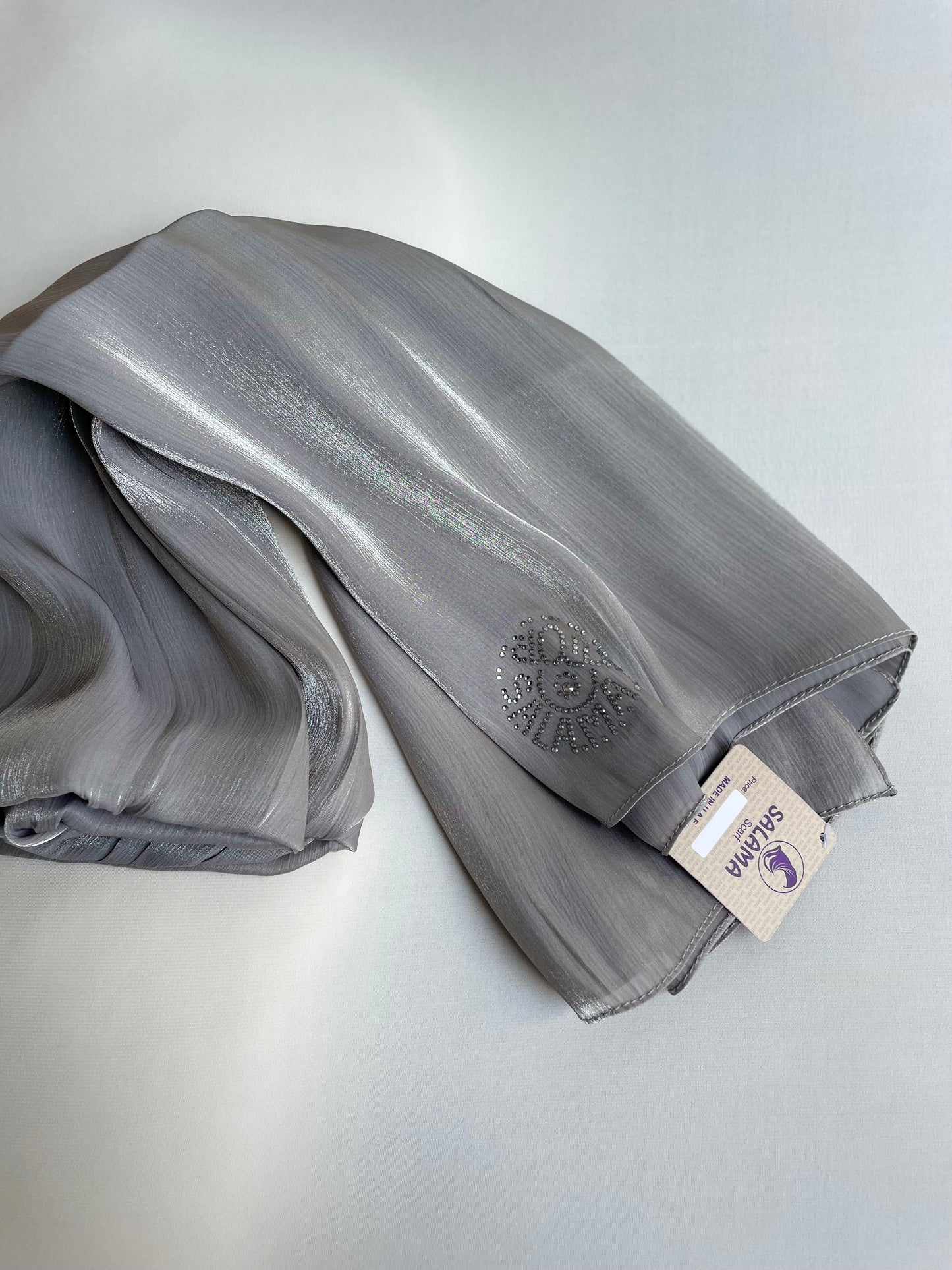 Organza de soie strass Gris