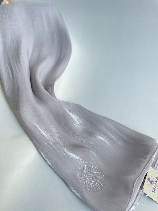 Organza de soie strass gris beige