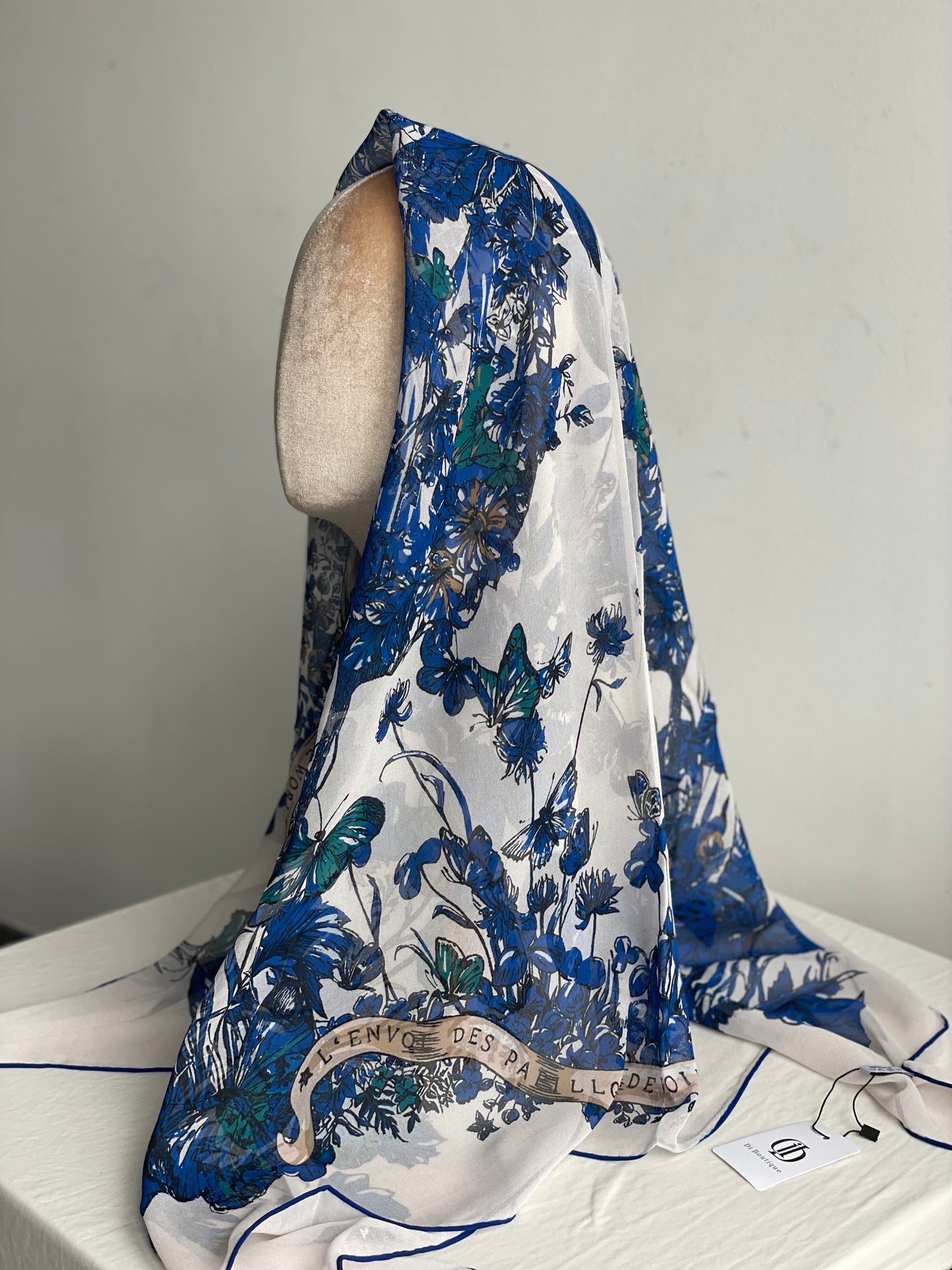 Carré Chiffon PAPILLON Bleu