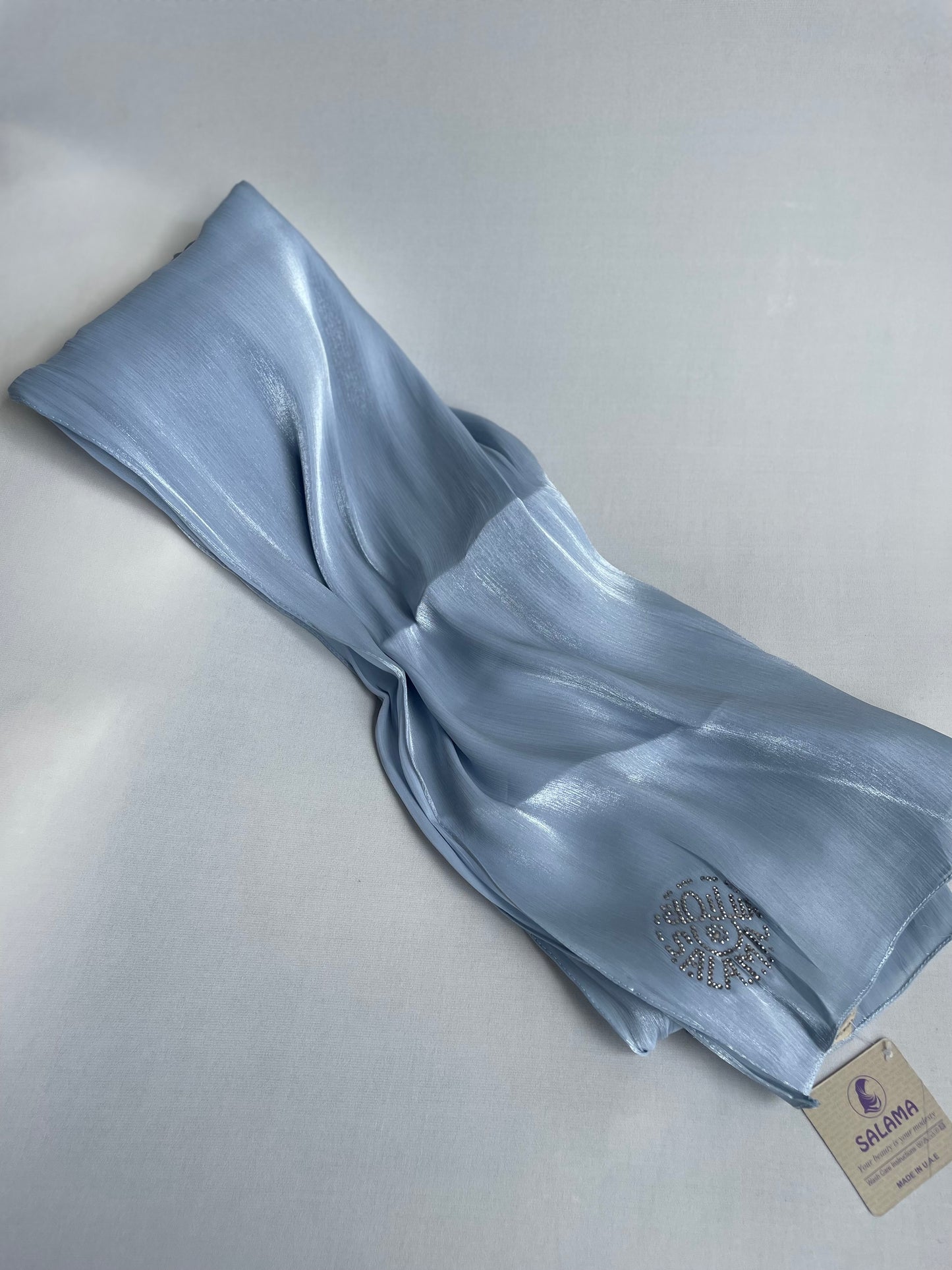 Organza de soie strass Bleu bébé