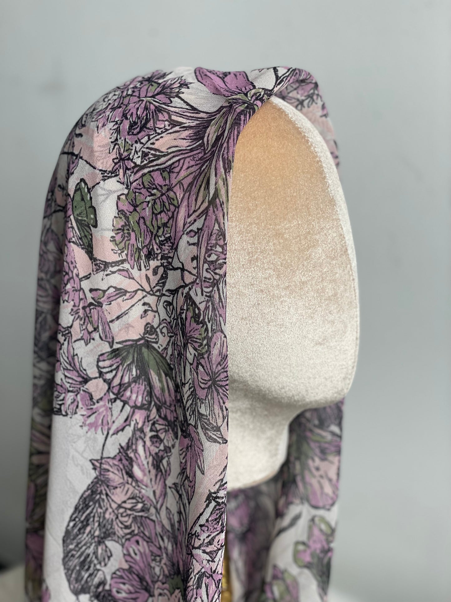 Carré Chiffon PAPILLON Rose vert