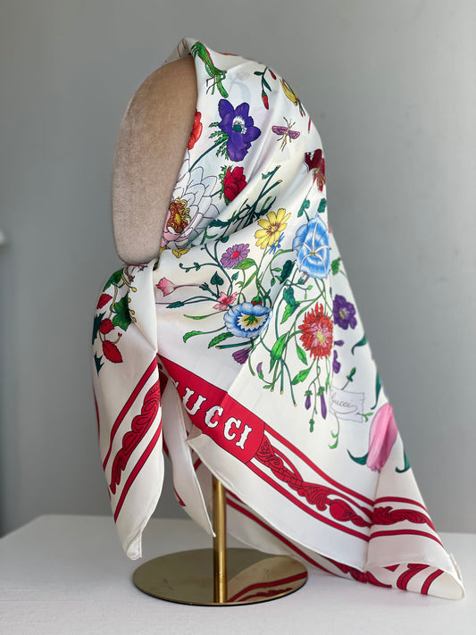 Carré de soie GARDEN red