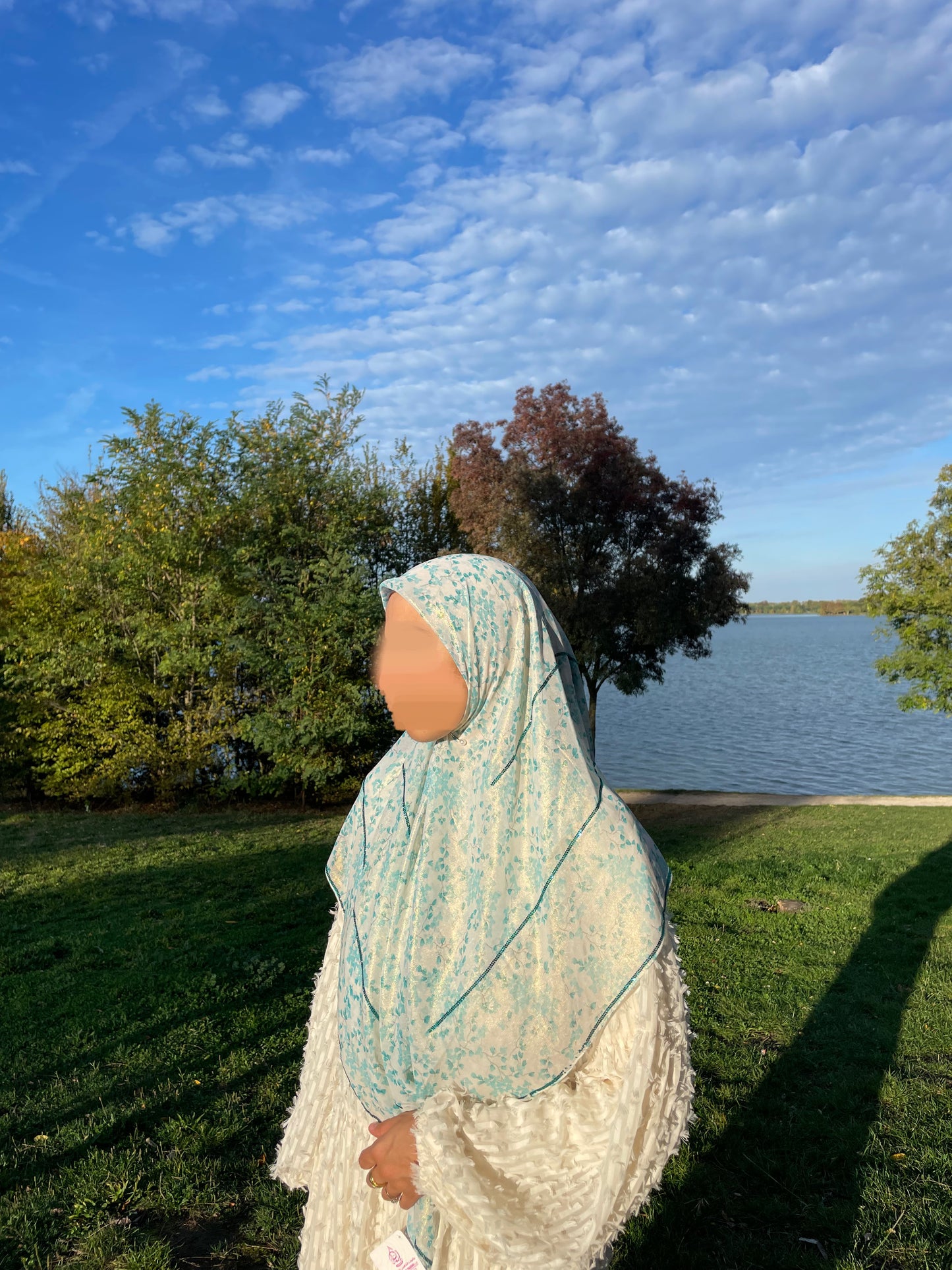 Turquoise floral chiffon square