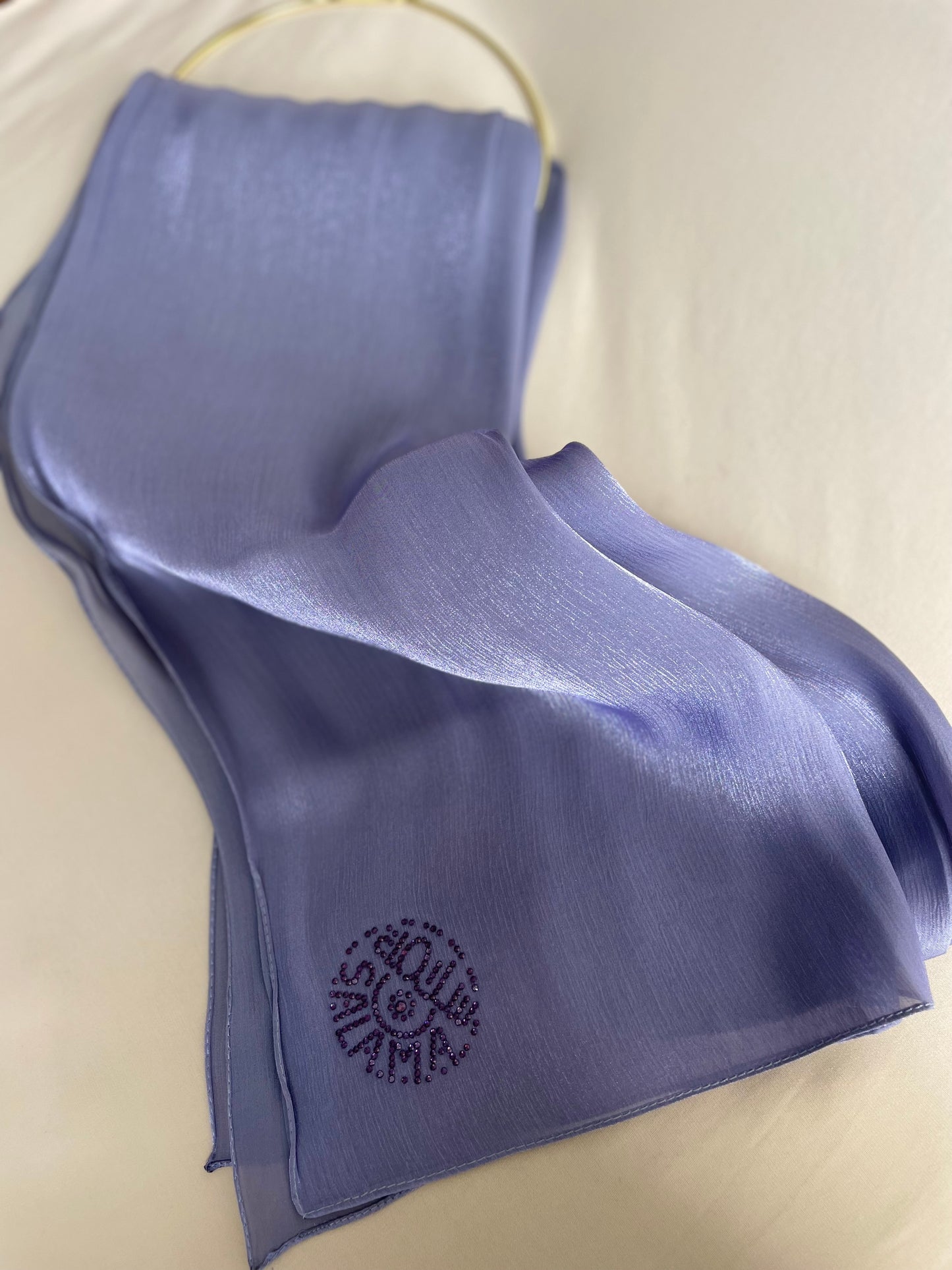 Light Purple Rhinestone Silk Organza