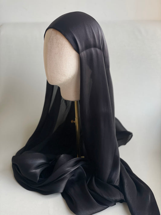 Organza de soie Noir avec Bonnet