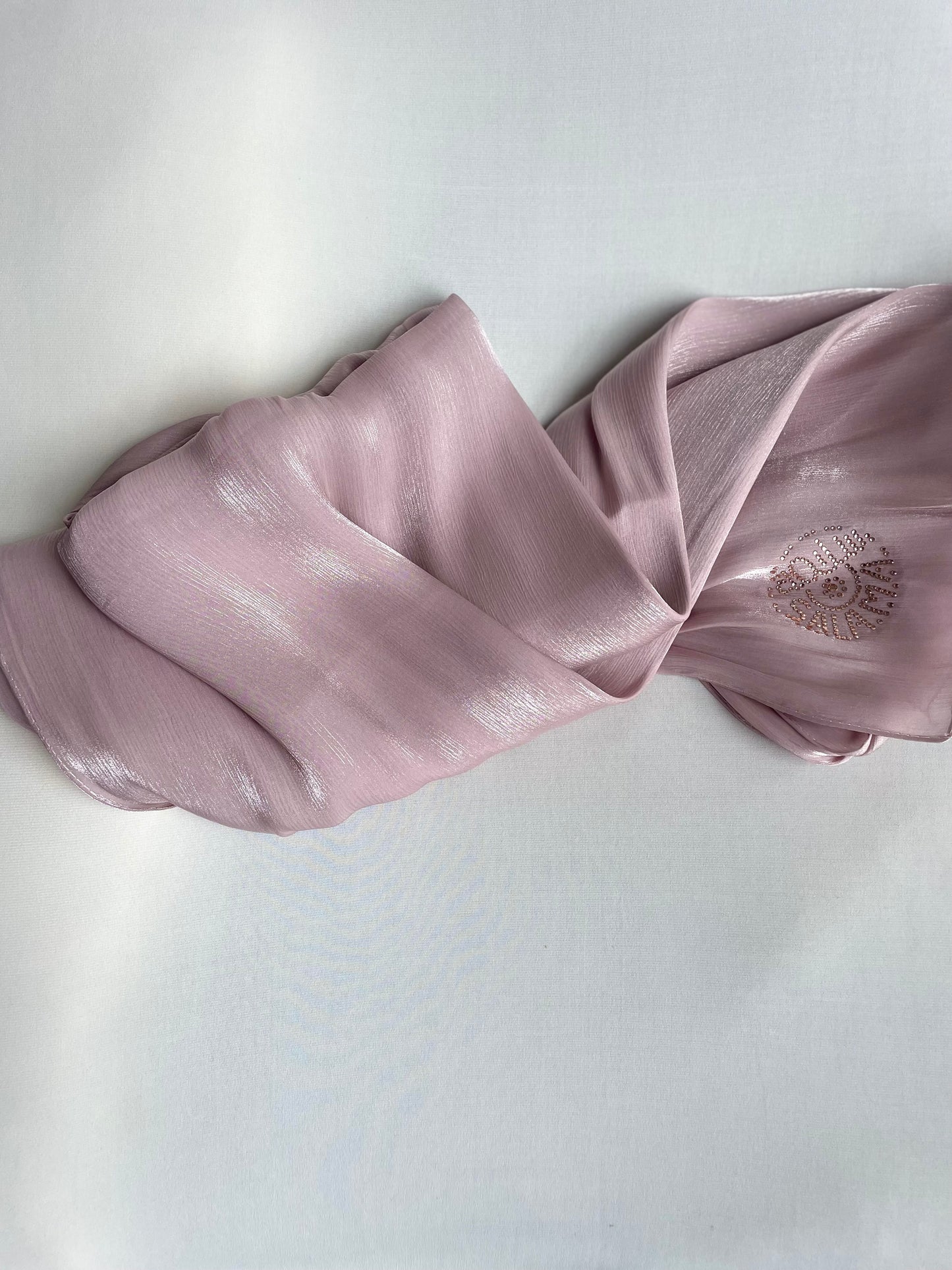 Organza de soie strass Rose