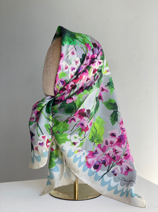 Carré de soie AQUARELLE