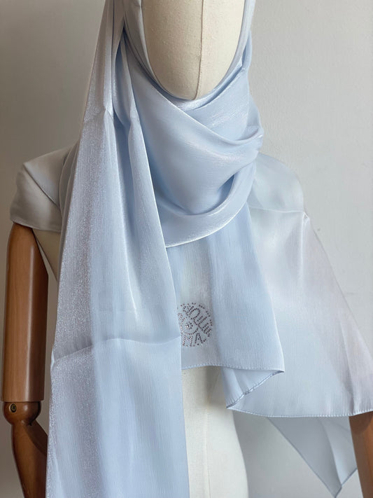 Organza de soie strass Bleu ciel