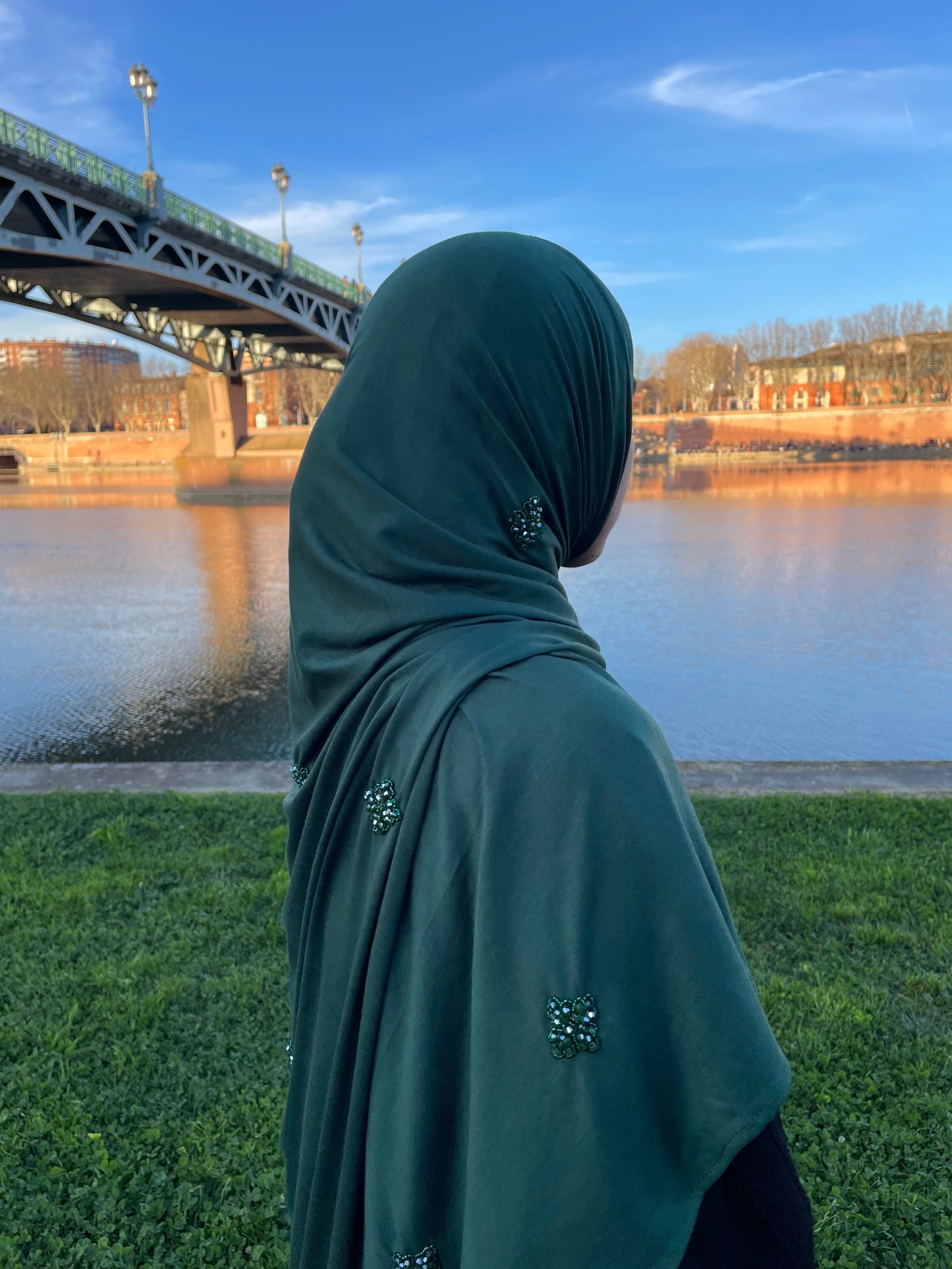 Hand embroidered jersey hijab