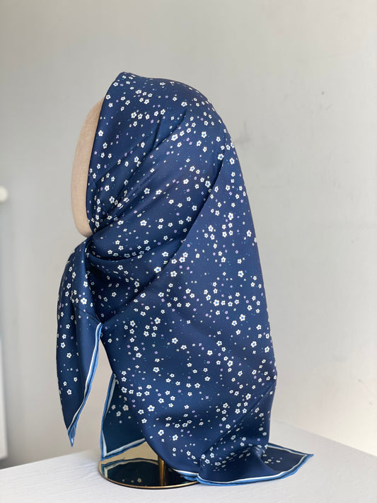 Carré de soie Mini Bleu