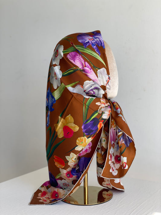 Carré de soie BRIQUE