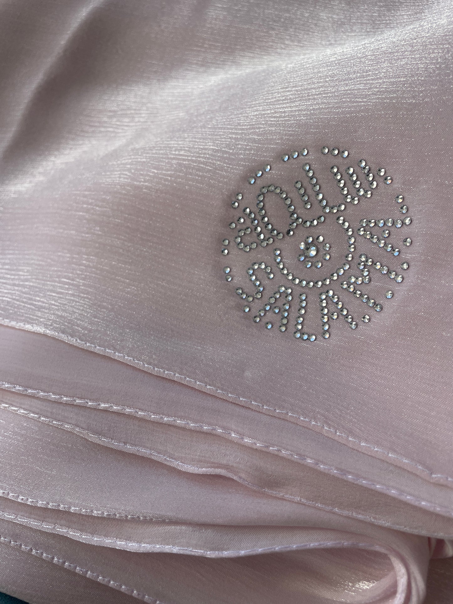 Organza de soie strass Rose clair