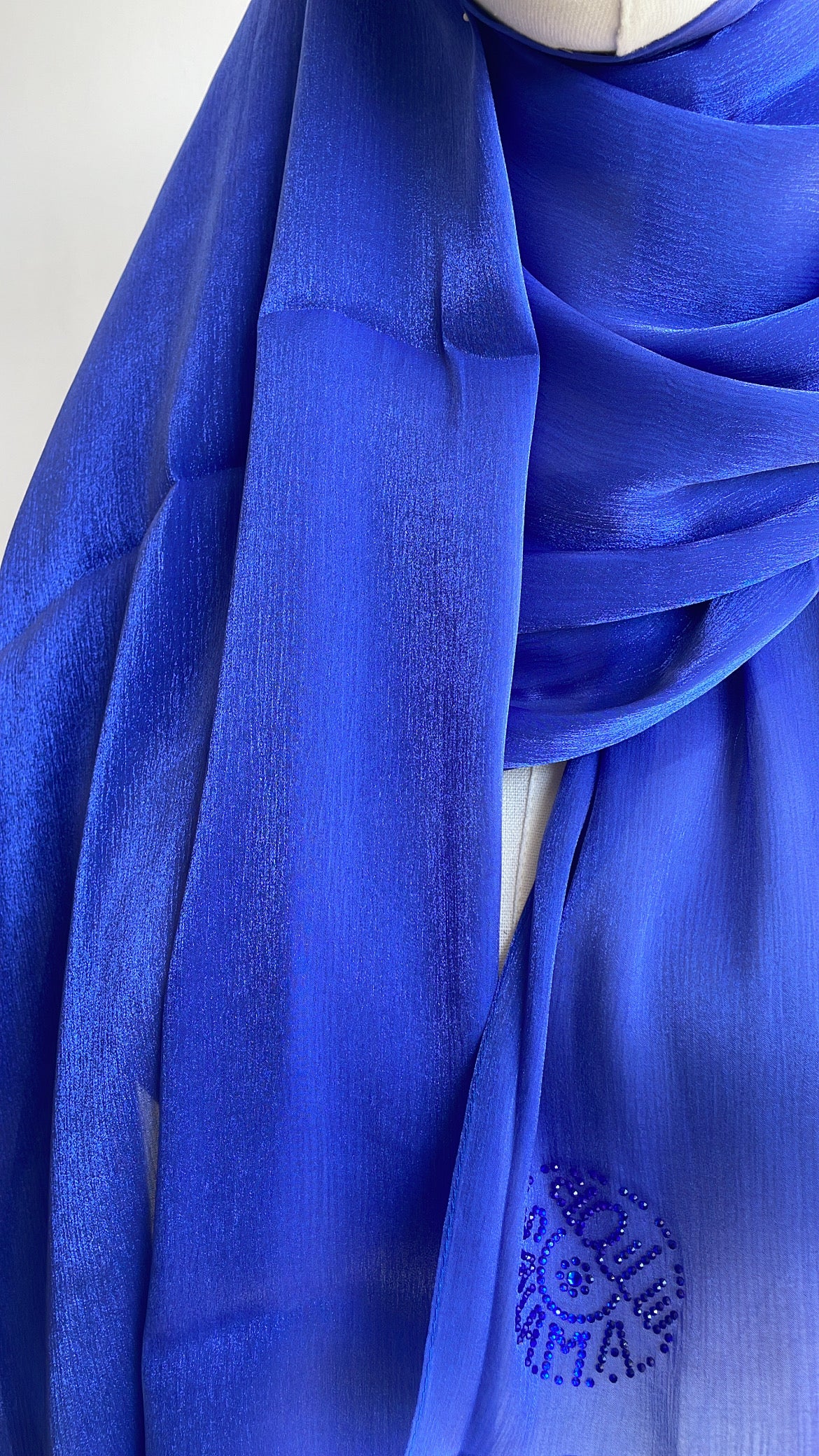 Organza de soie strass Bleu électrique