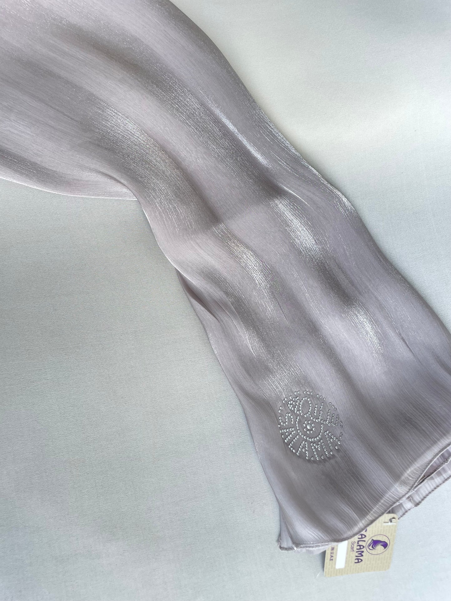 Organza de soie strass gris beige