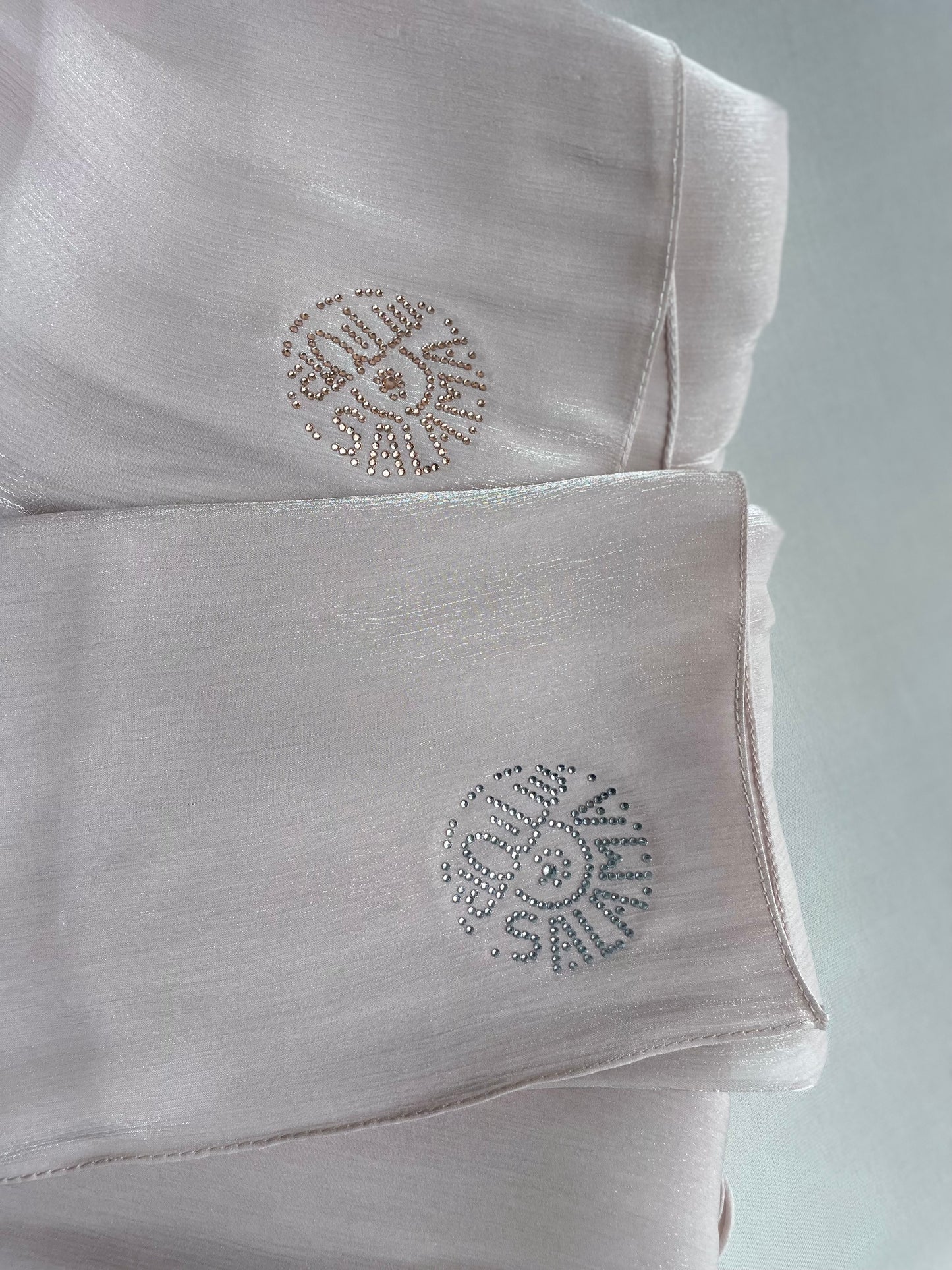 Organza de soie strass Beige rosé