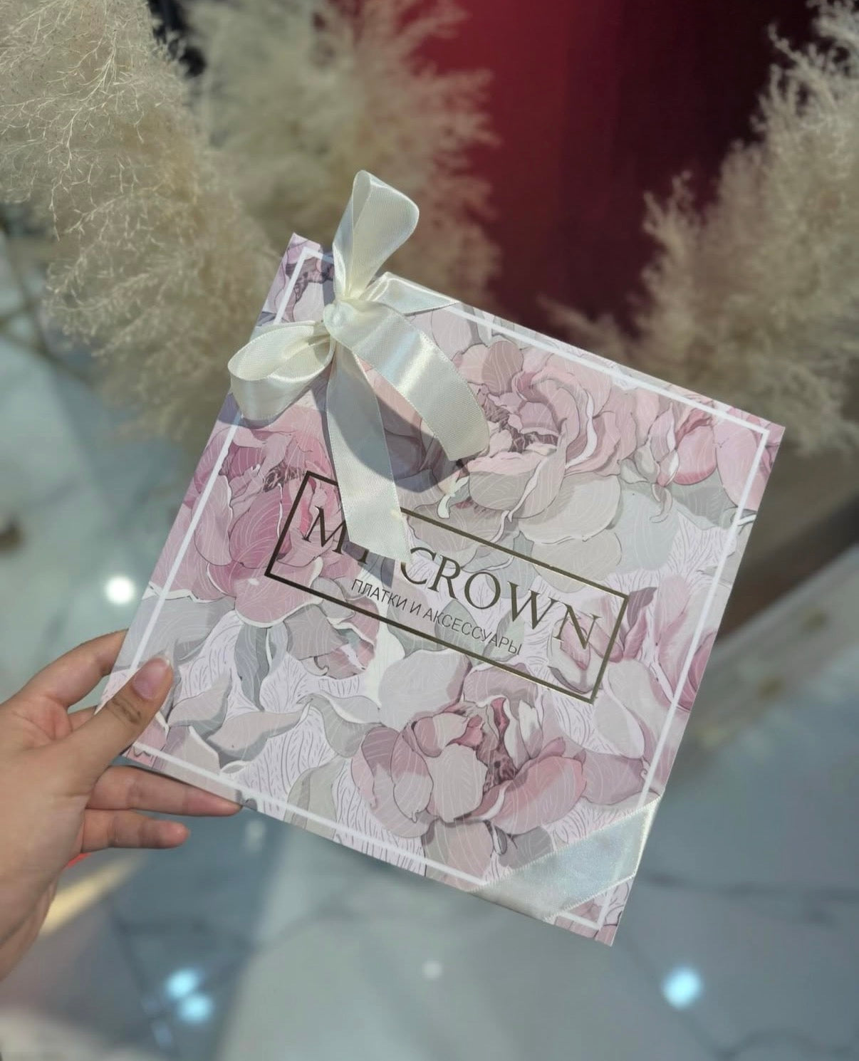 Boîte à foulard Fleurie rose