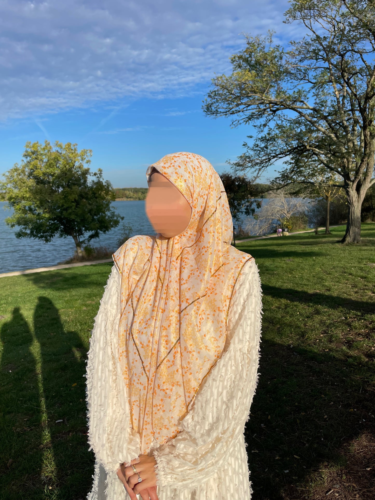 Orange floral chiffon square