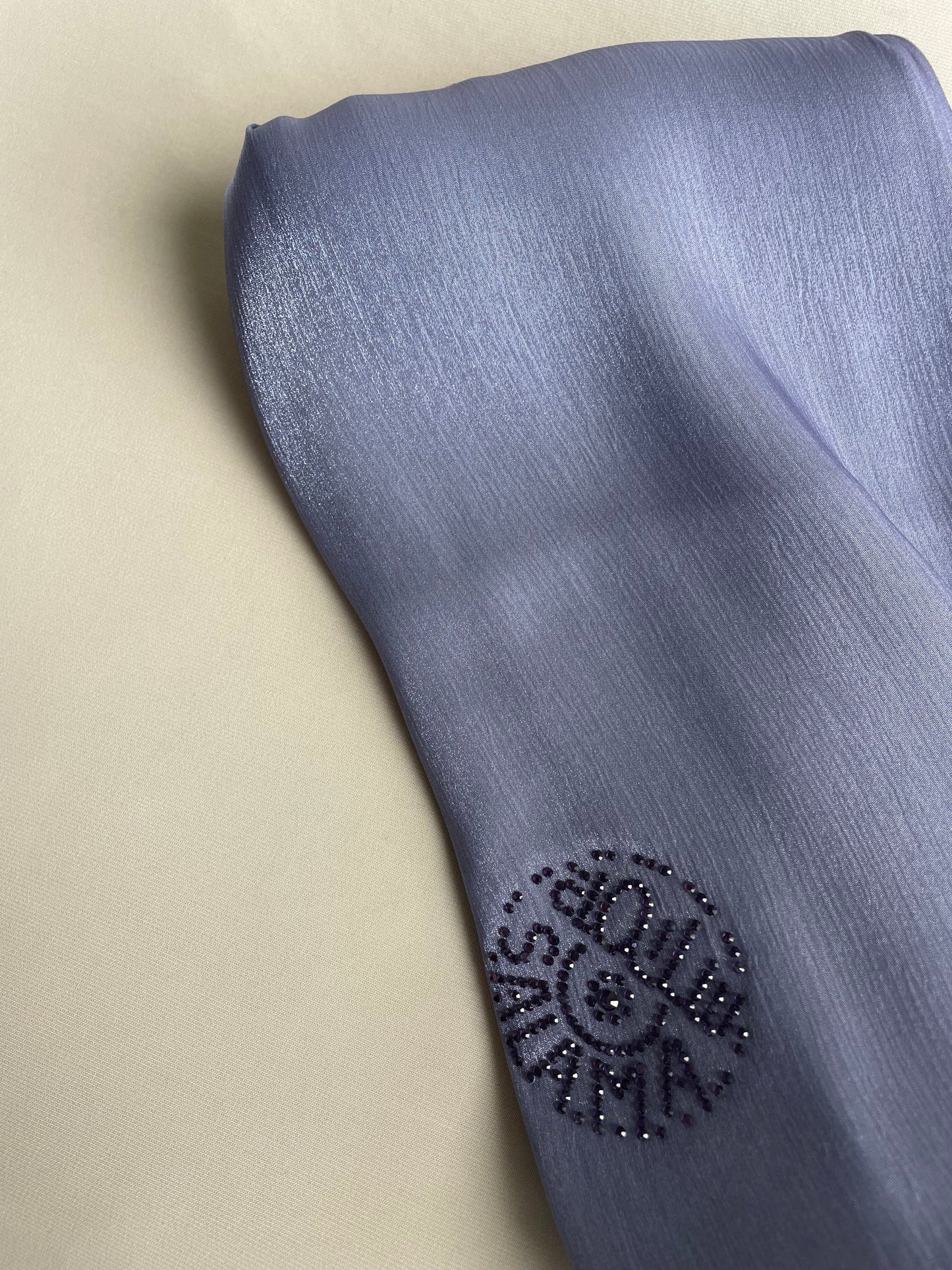 Light Purple Rhinestone Silk Organza