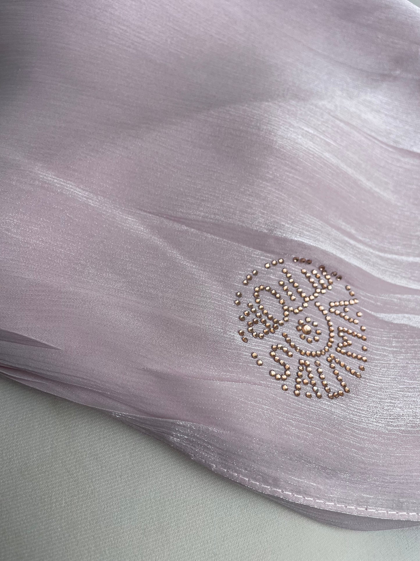Organza de soie strass Rose clair