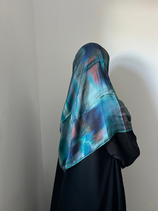 Turquoise Abstract Muslin Square