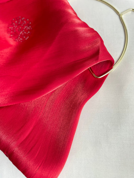Organza de soie strass Rouge