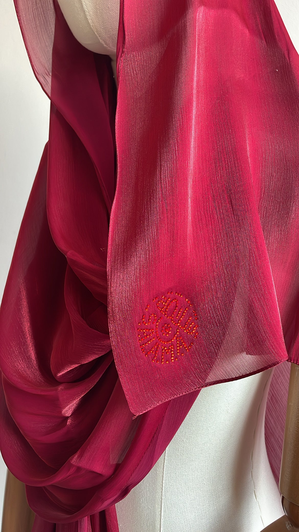 Organza de soie strass Coquelicot