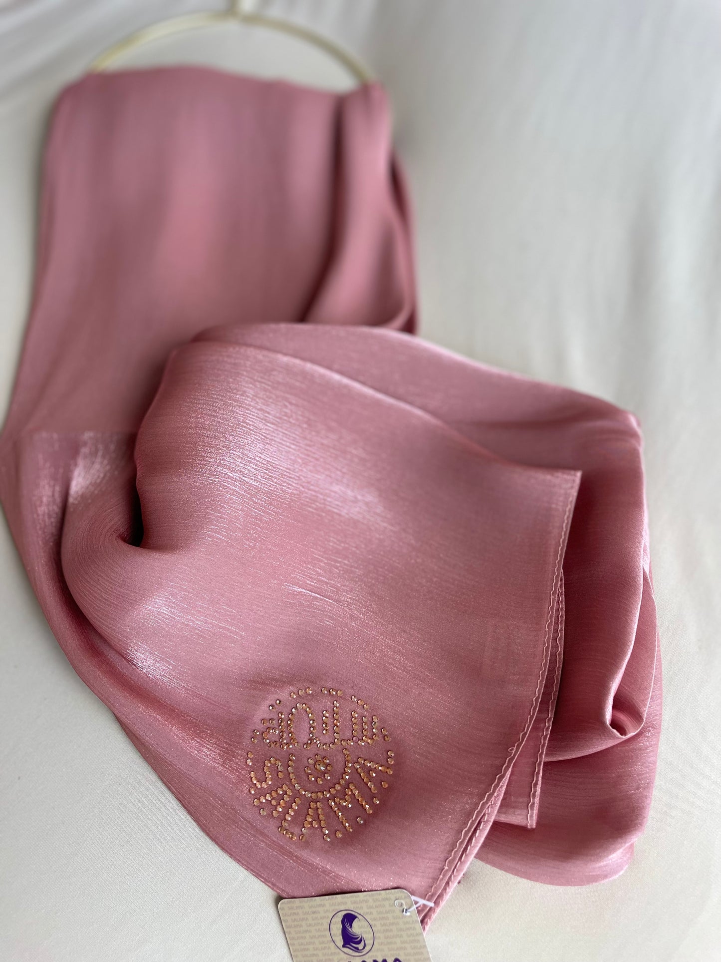 Pink rhinestone silk organza