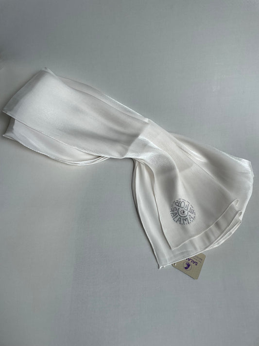 Off-white rhinestone silk organza