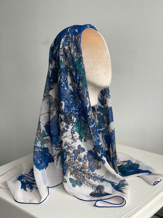 Carré Chiffon PAPILLON Bleu