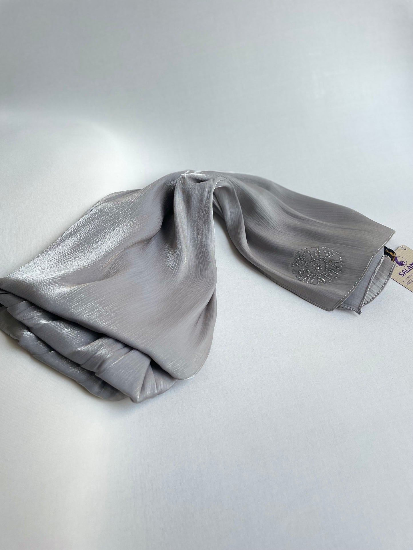Organza de soie strass Gris
