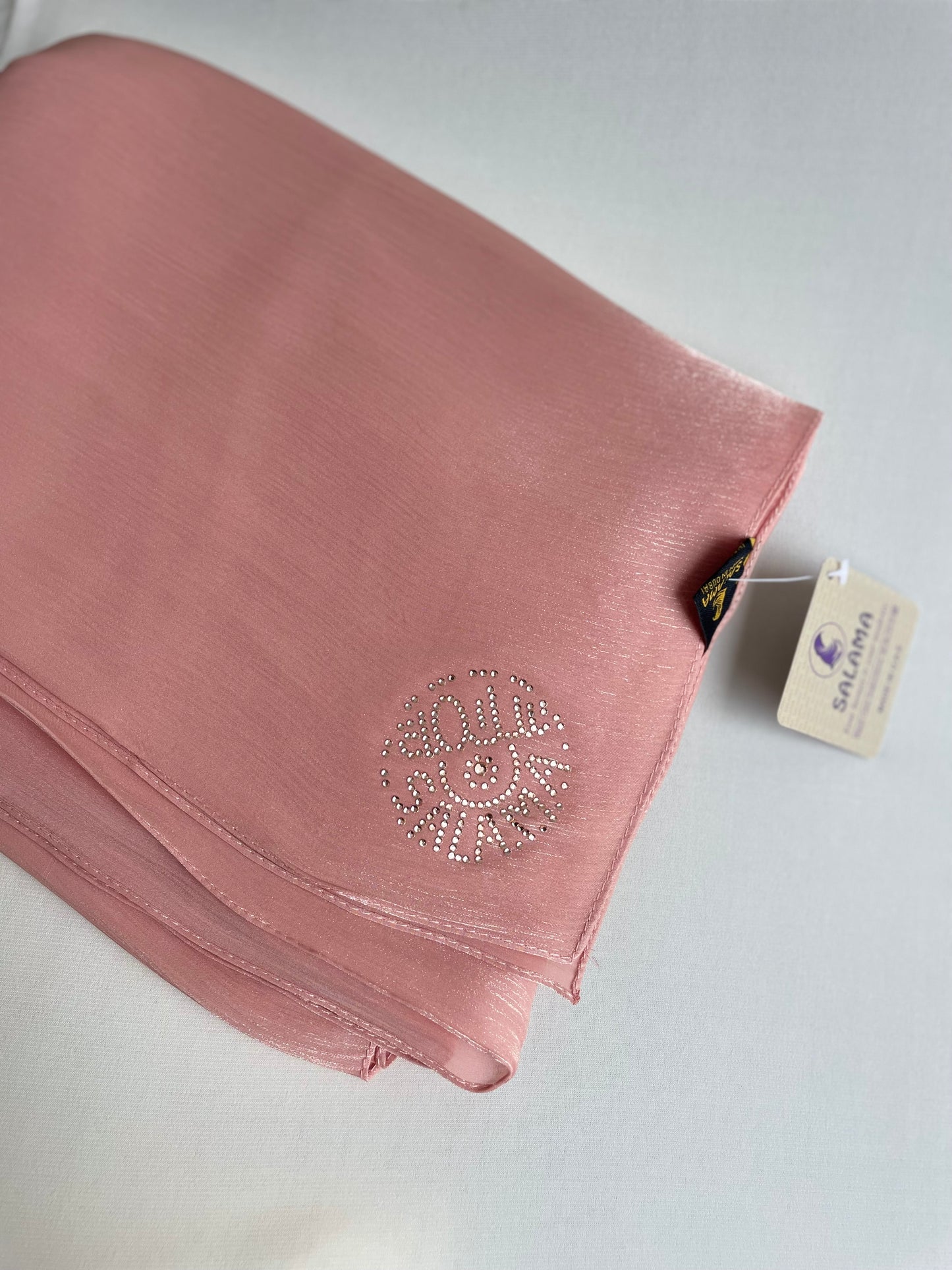 Organza de soie strass Saumon