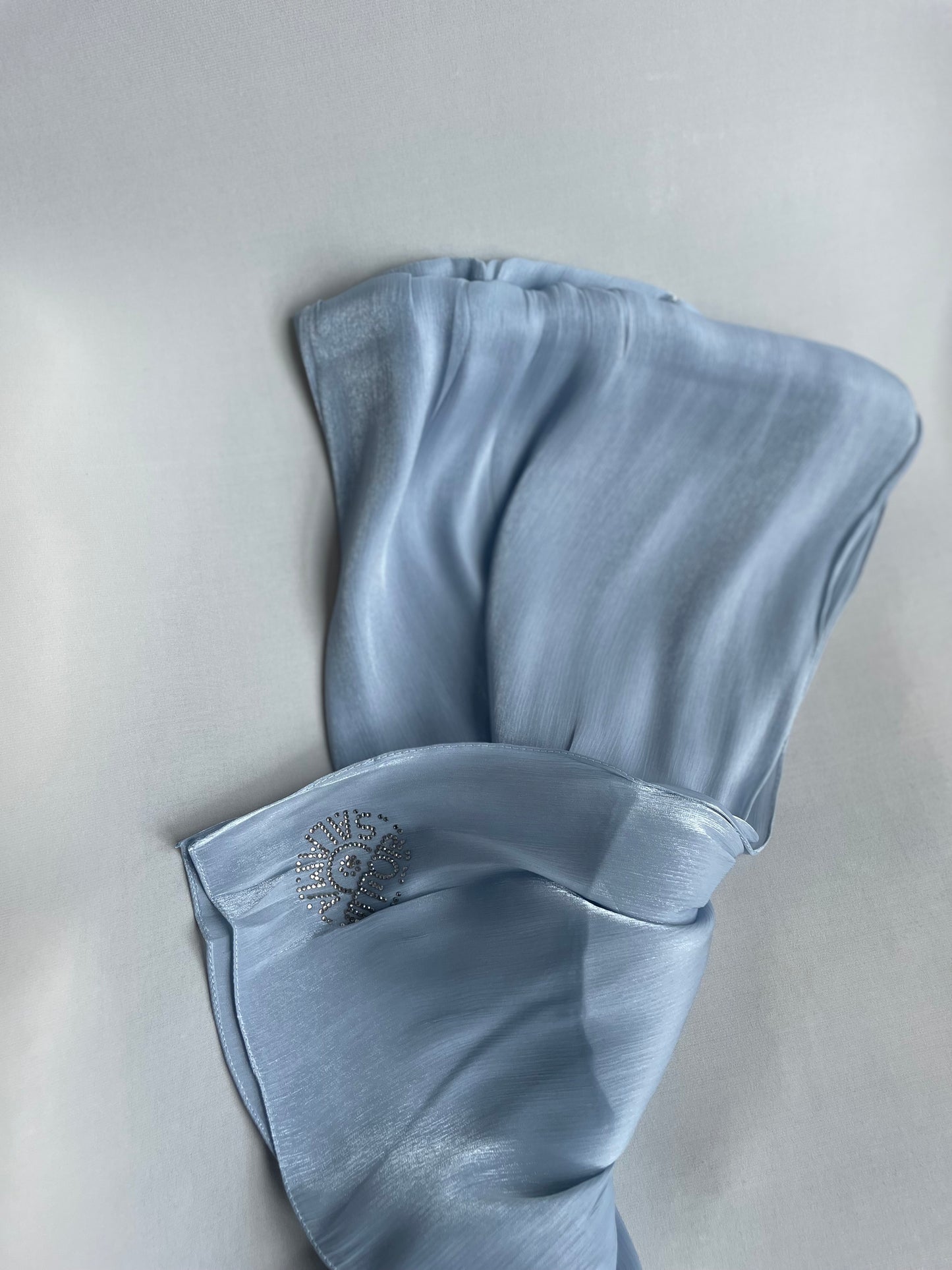 Organza de soie strass Bleu bébé