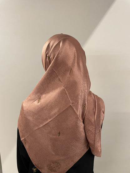 AMIRA Salmon Rhinestone Square