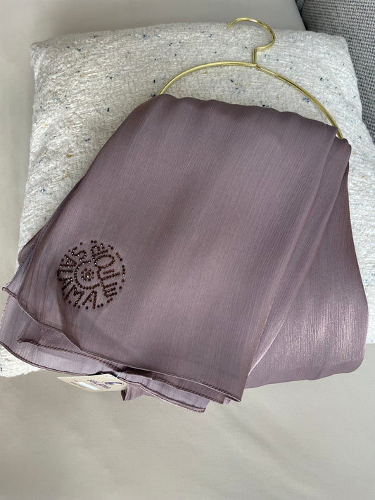 Taupe rhinestone silk organza