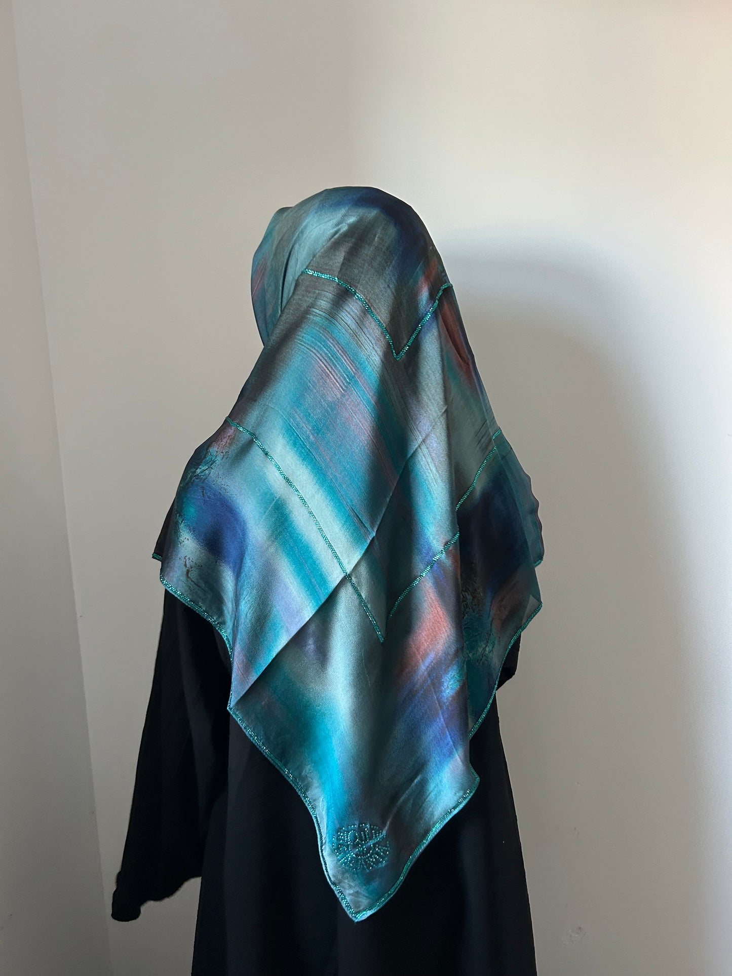Turquoise Abstract Muslin Square