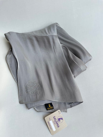 Organza de soie strass Gris