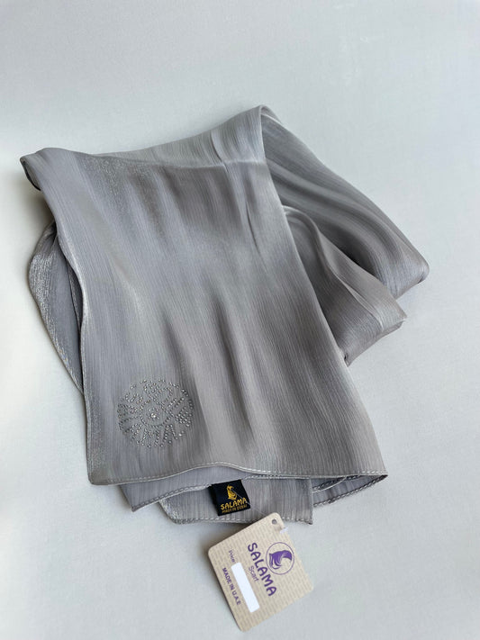 Organza de soie strass Gris
